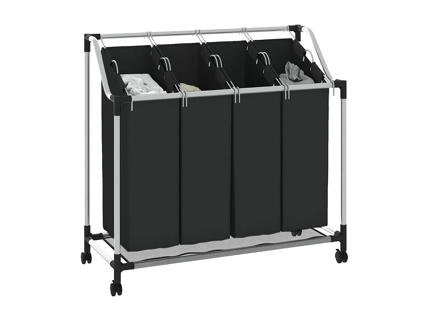 Raccoglitore per biancheria con 4 sacchi grigi