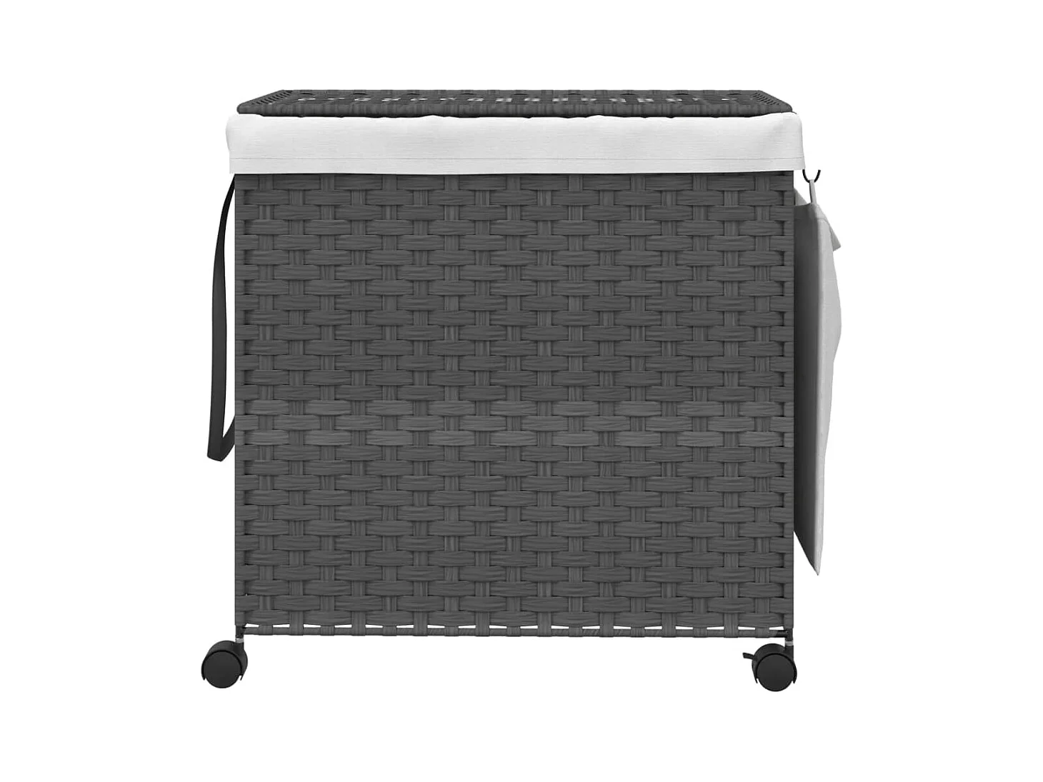 Panier à linge avec roulettes gris 60x35x60,5 cm résine tressée