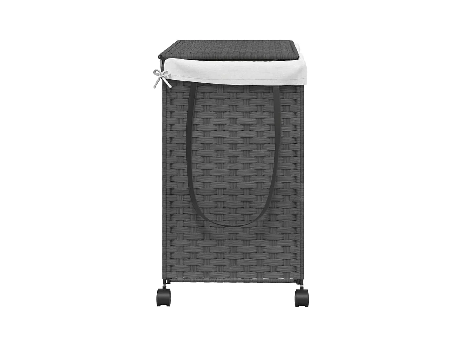 Panier à linge avec roulettes gris 60x35x60,5 cm résine tressée