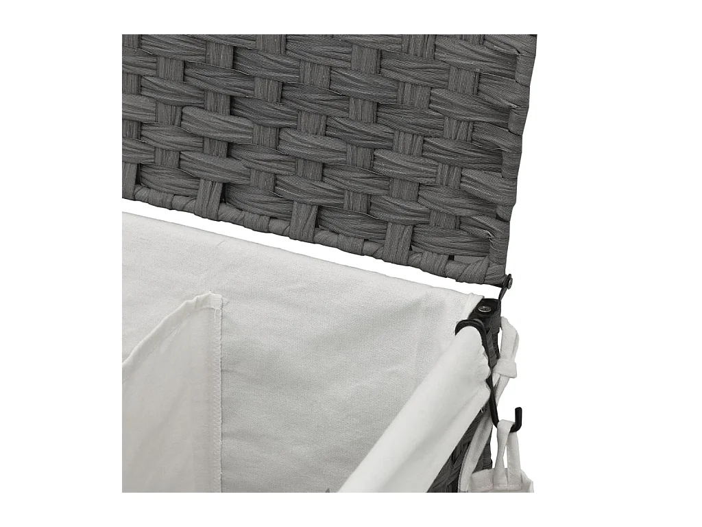 Panier à linge avec roulettes gris 60x35x60,5 cm résine tressée