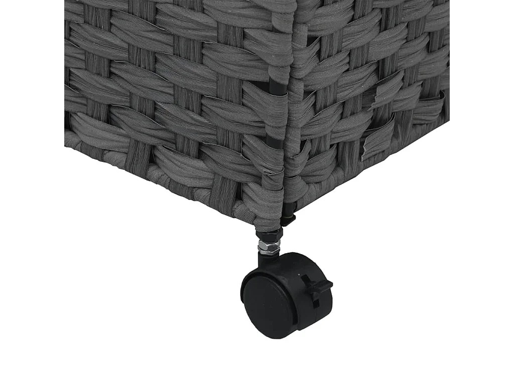 Panier à linge avec roulettes gris 60x35x60,5 cm résine tressée