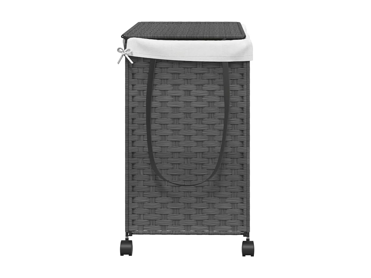 Panier à linge avec roulettes gris 60x35x60,5 cm résine tressée