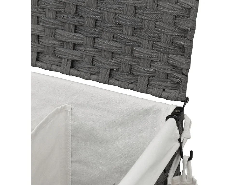 Panier à linge avec roulettes gris 60x35x60,5 cm résine tressée