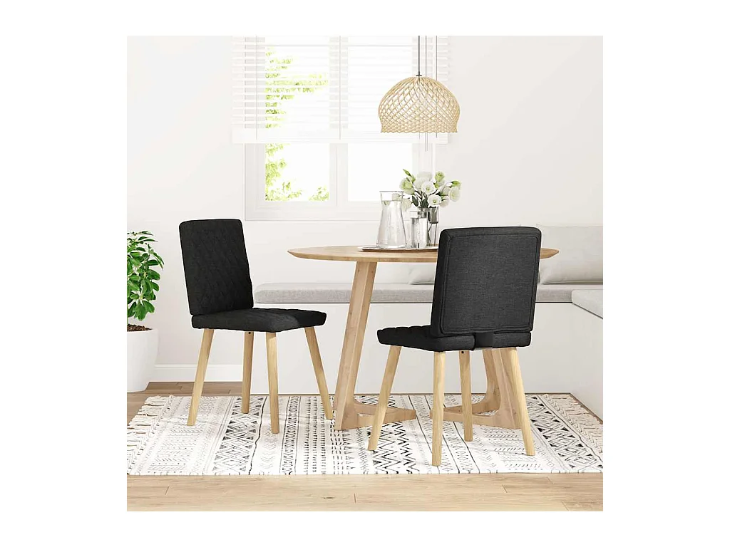 Chaises à manger lot de 2 noir tissu