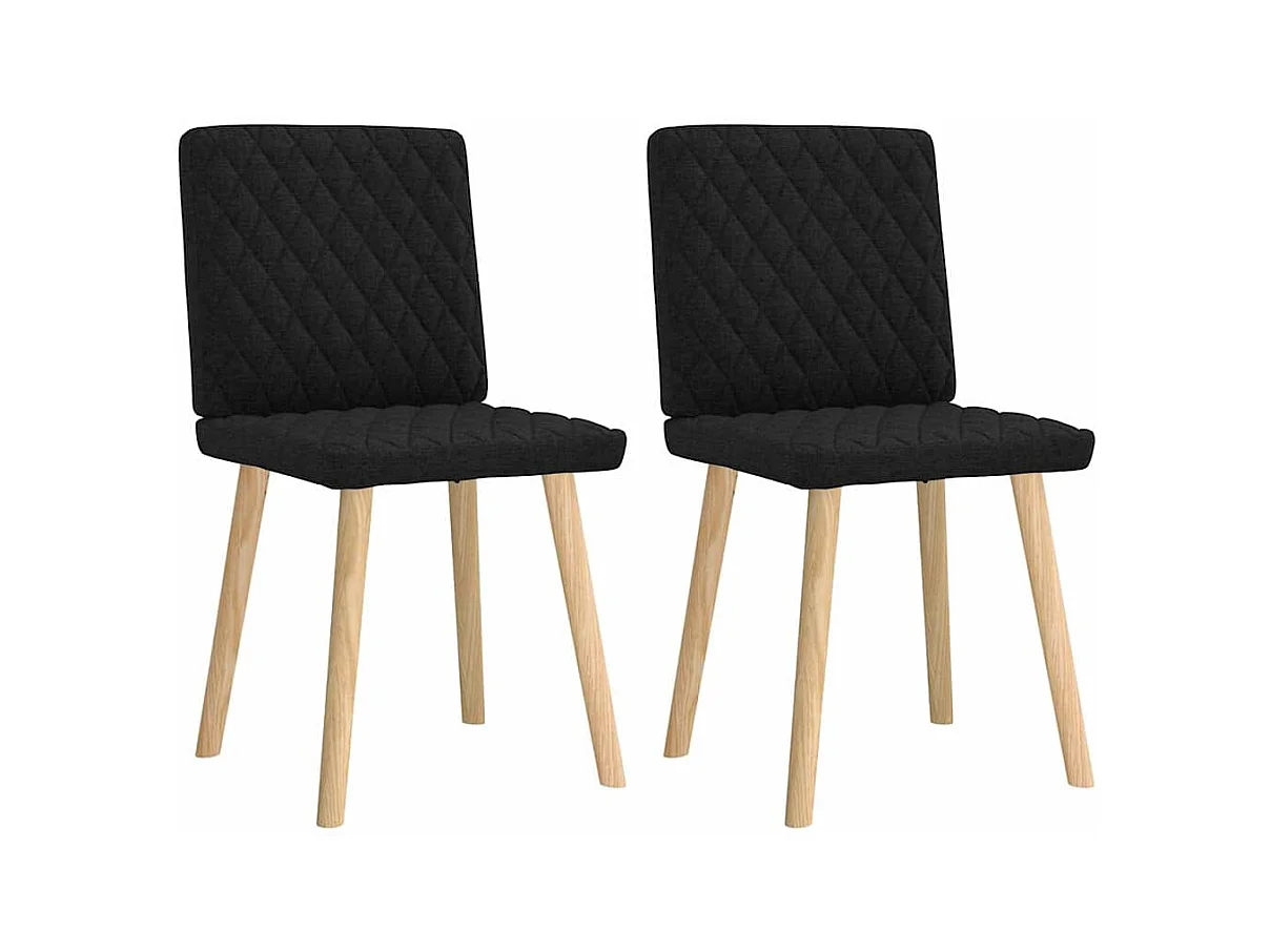 Chaises à manger lot de 2 noir tissu