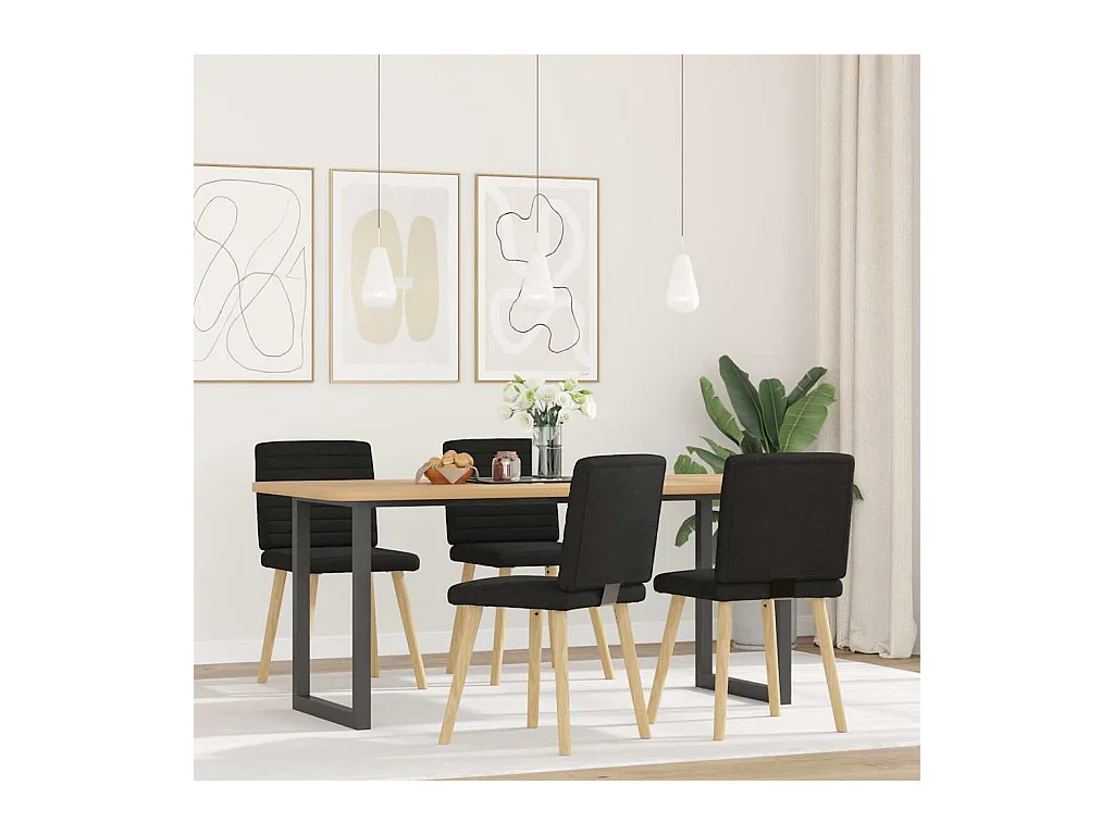 Chaises à manger lot de 4 noir tissu