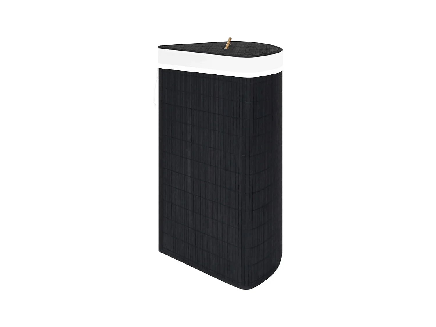 Panier à linge d'angle Bambou Noir 60 L