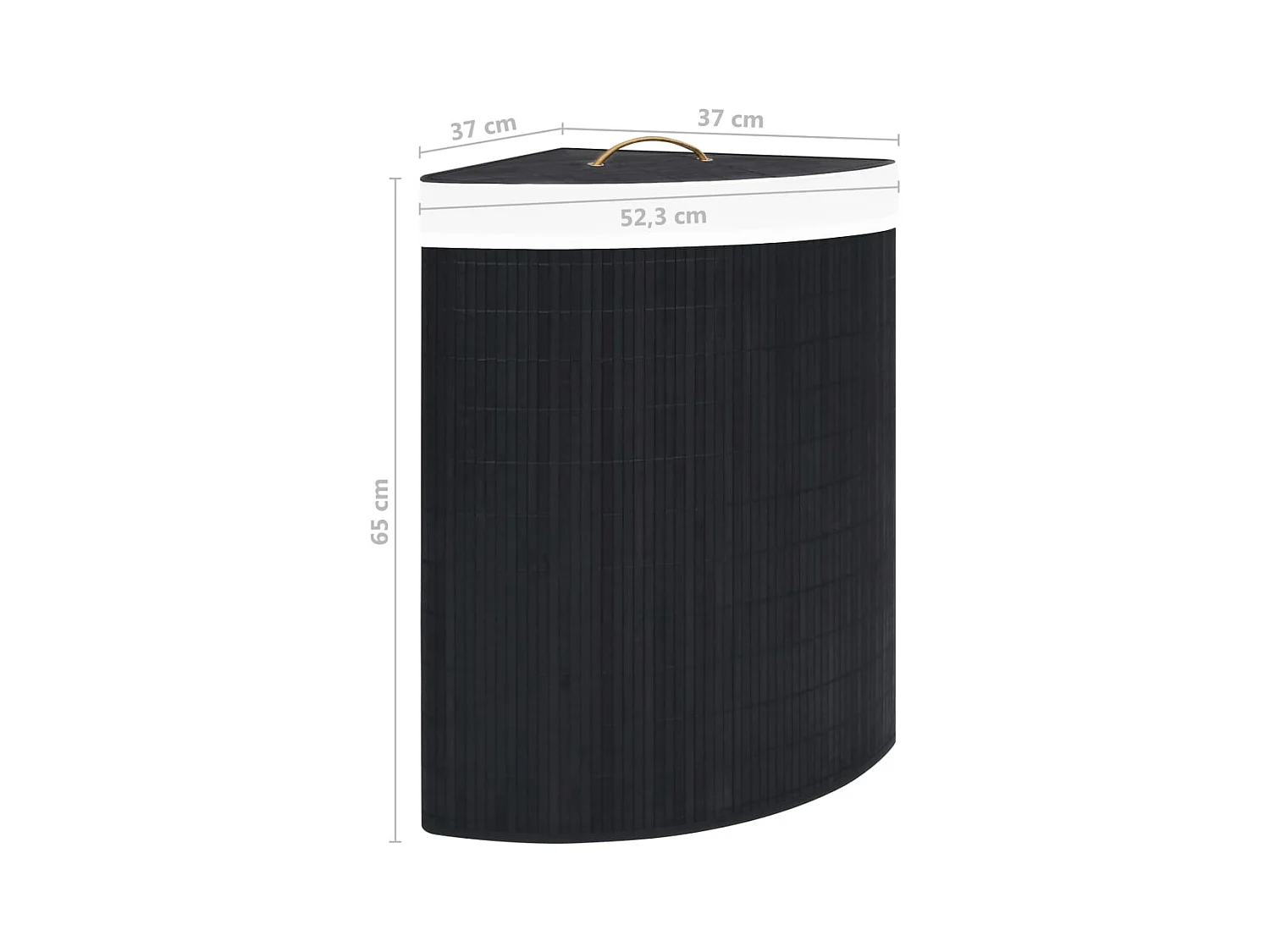Panier à linge d'angle Bambou Noir 60 L