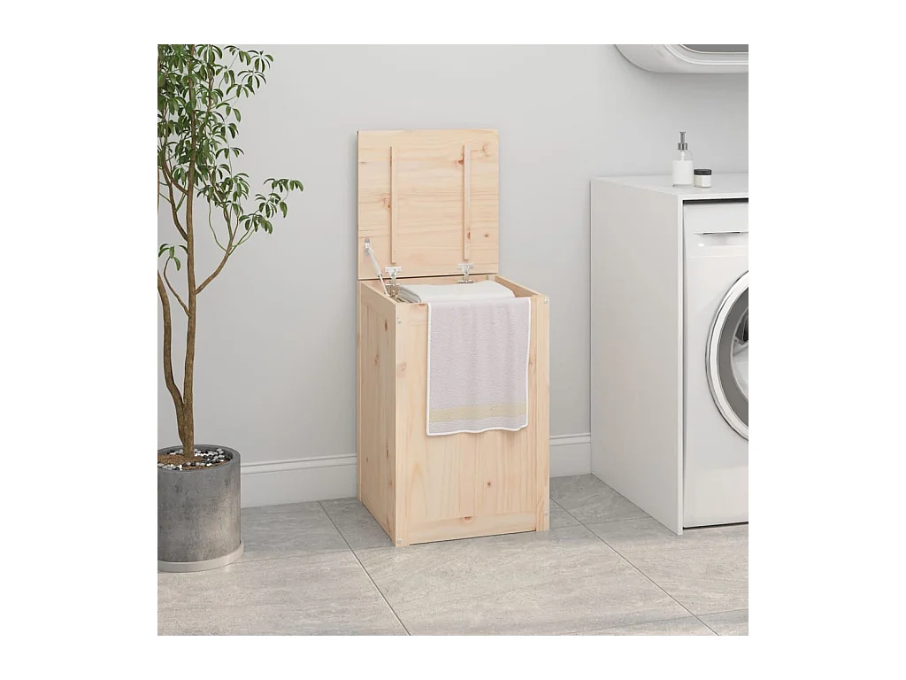 Boîte à linge 44x44x66 cm Bois massif de pin
