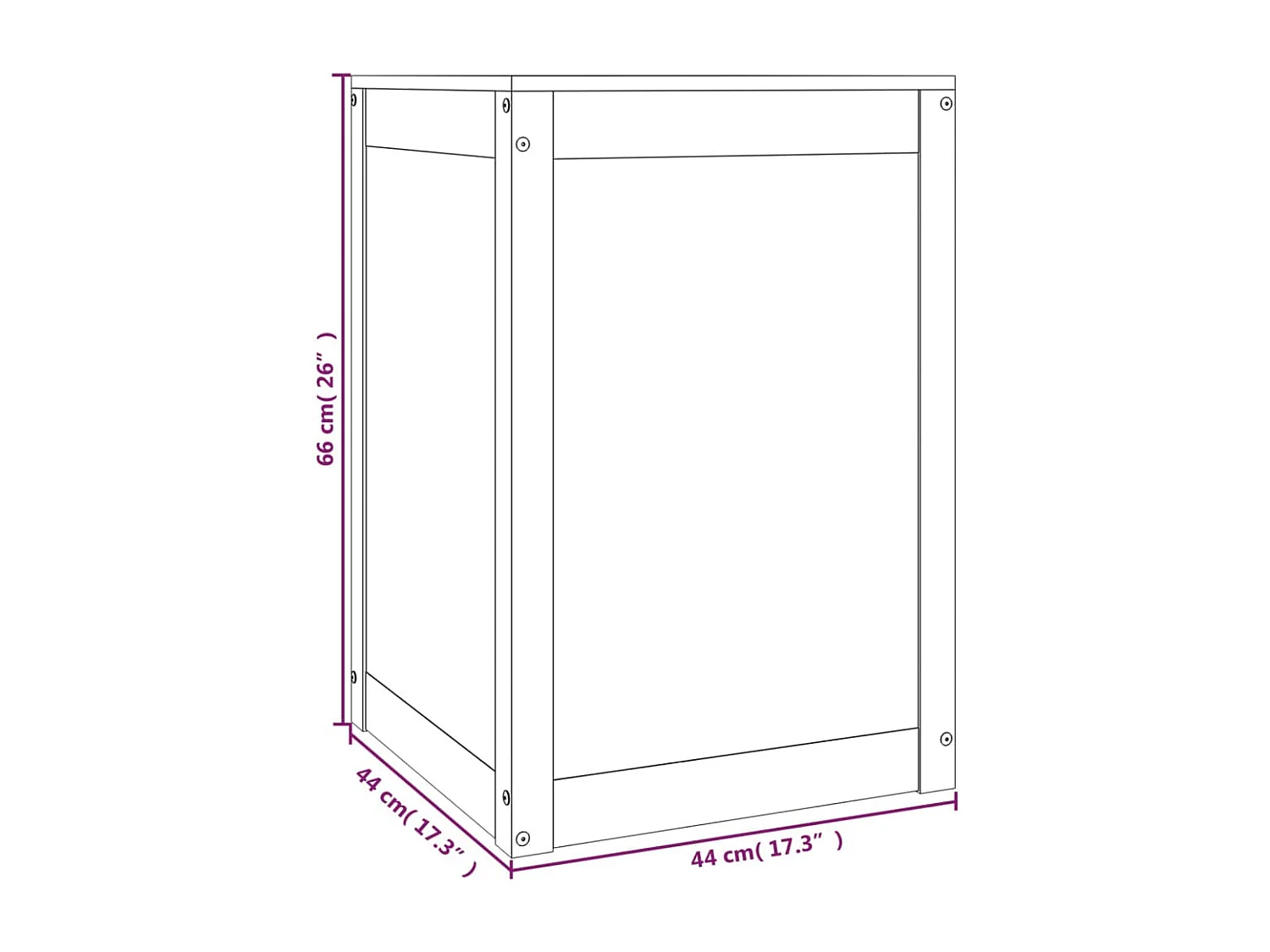 Boîte à linge 44x44x66 cm Bois massif de pin