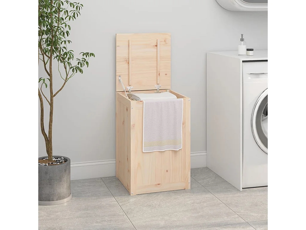 Boîte à linge 44x44x66 cm Bois massif de pin
