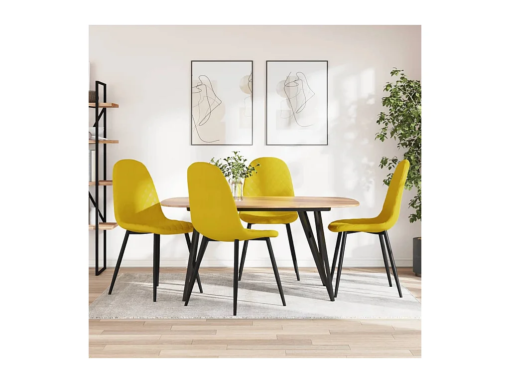 Eetkamerstoelen set van 4 Mosterdgeel Fluweel