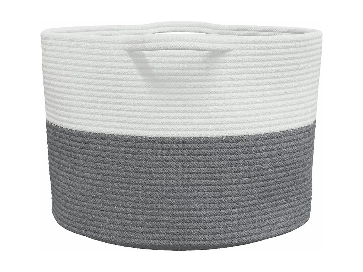 Panier à linge gris et blanc Ø55x36 cm coton