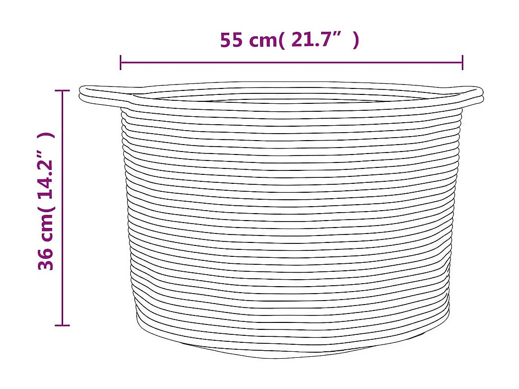 Panier à linge gris et blanc Ø55x36 cm coton