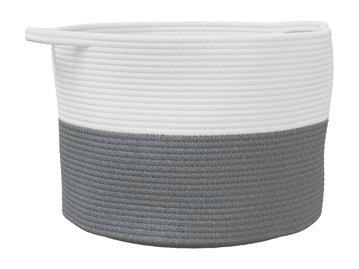 Cesto portabiancheria grigio e bianco Ø55x36 cm cotone