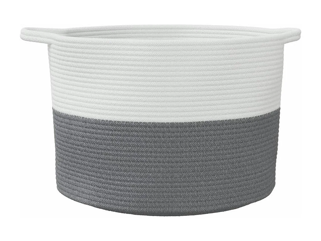 Cesto portabiancheria grigio e bianco Ø55x36 cm cotone