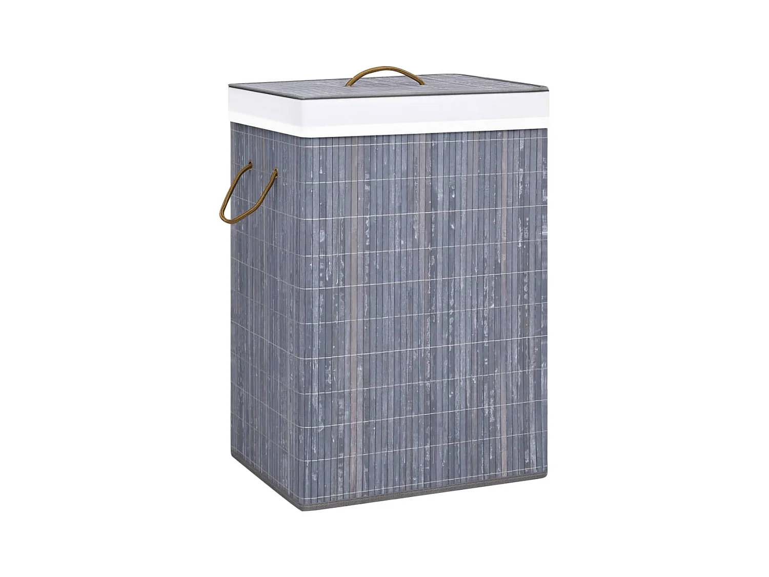 Cesto portabiancheria a 2 scomparti, bambù grigio, 72 L