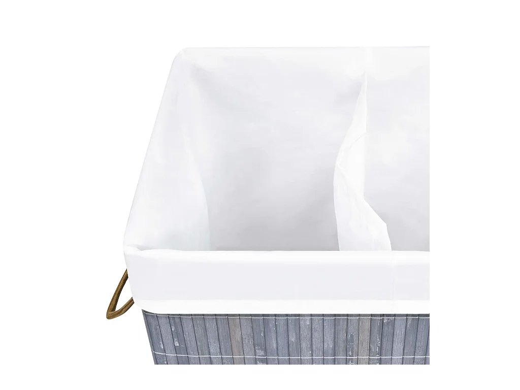 Cesto portabiancheria a 2 scomparti, bambù grigio, 72 L