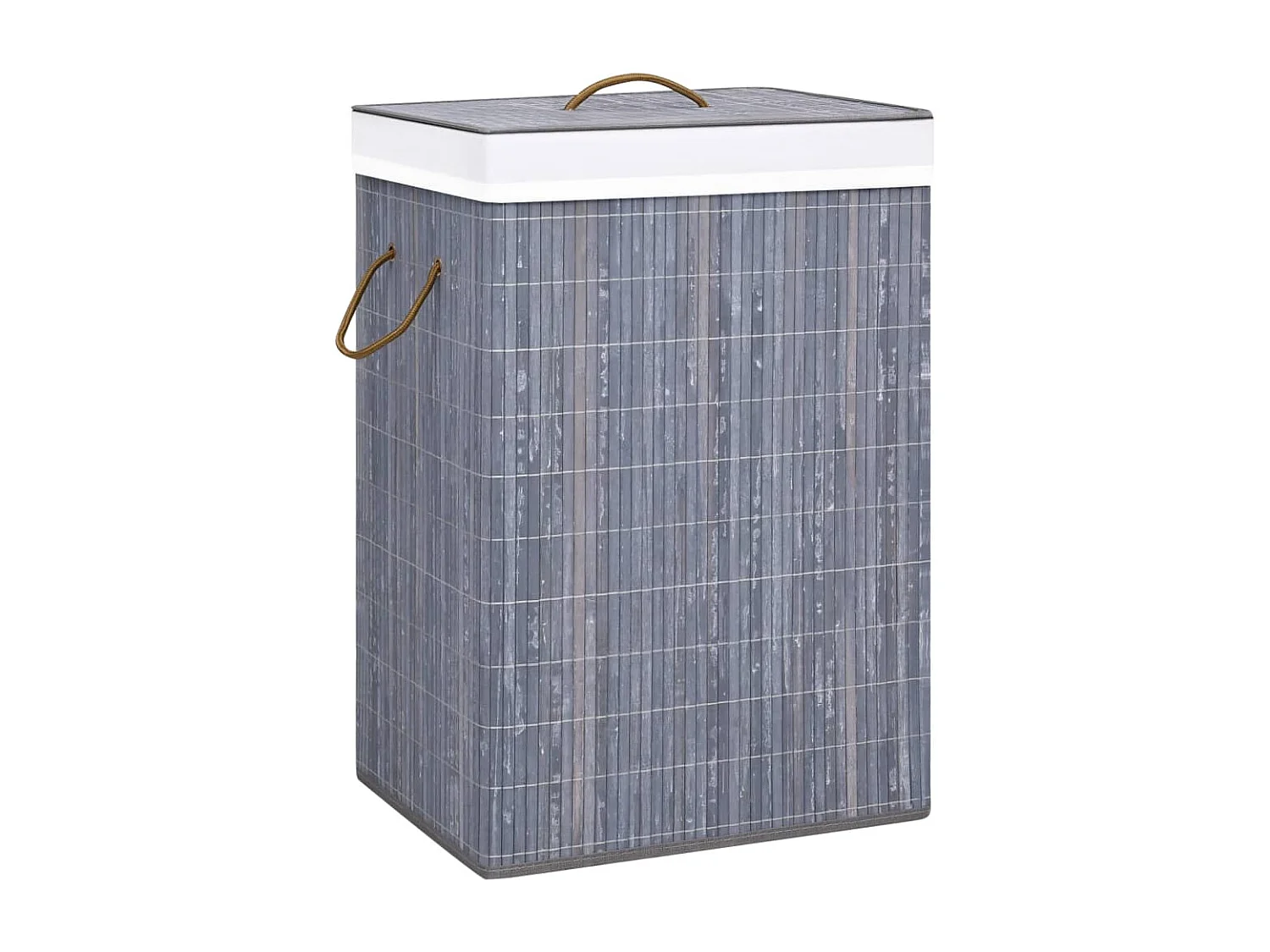 Cesta para la ropa sucia con 2 compartimentos, bambú gris, 72 L