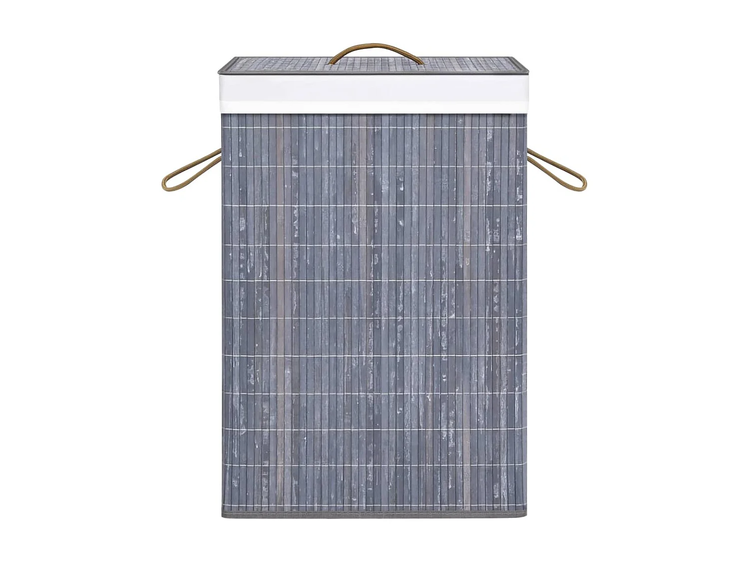 Cesta para la ropa sucia con 2 compartimentos, bambú gris, 72 L