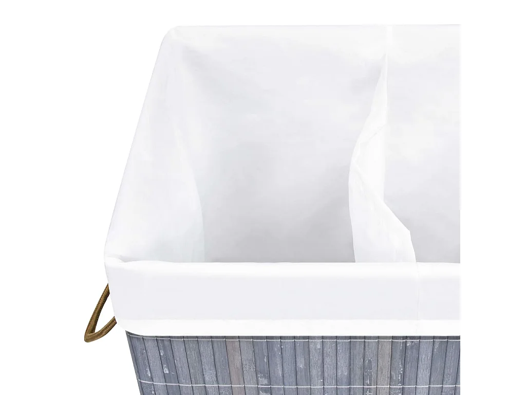 Cesta para la ropa sucia con 2 compartimentos, bambú gris, 72 L