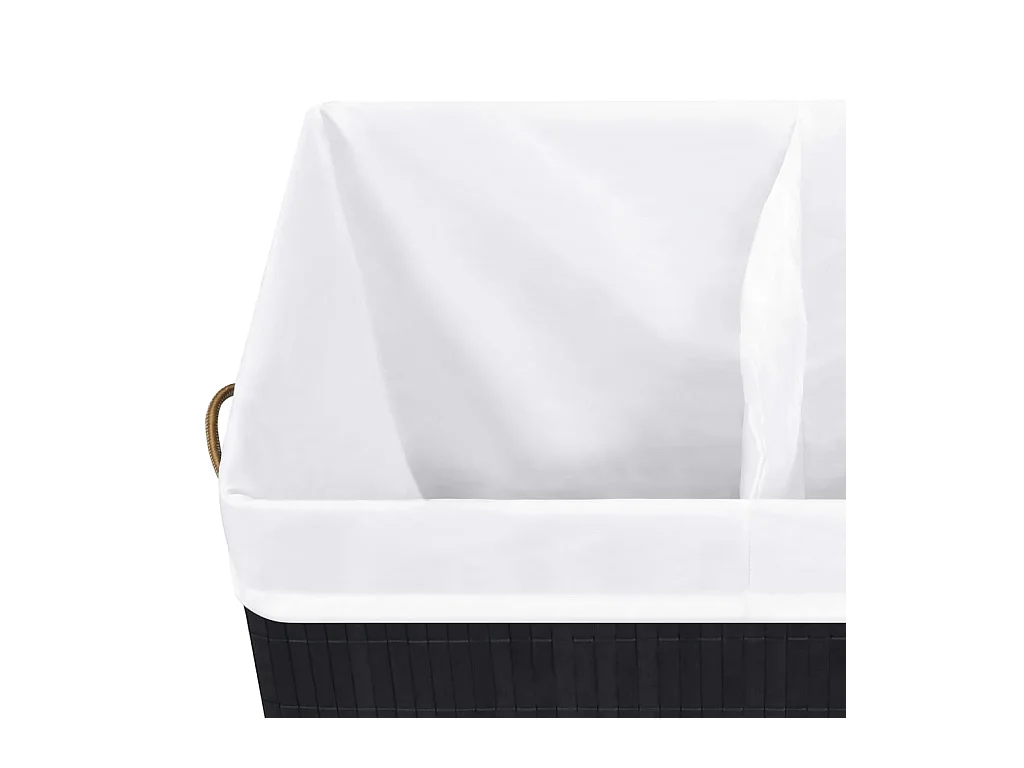Panier à linge avec 2 sections bambou noir 100 L
