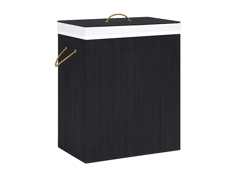 Panier à linge avec 2 sections bambou noir 100 L