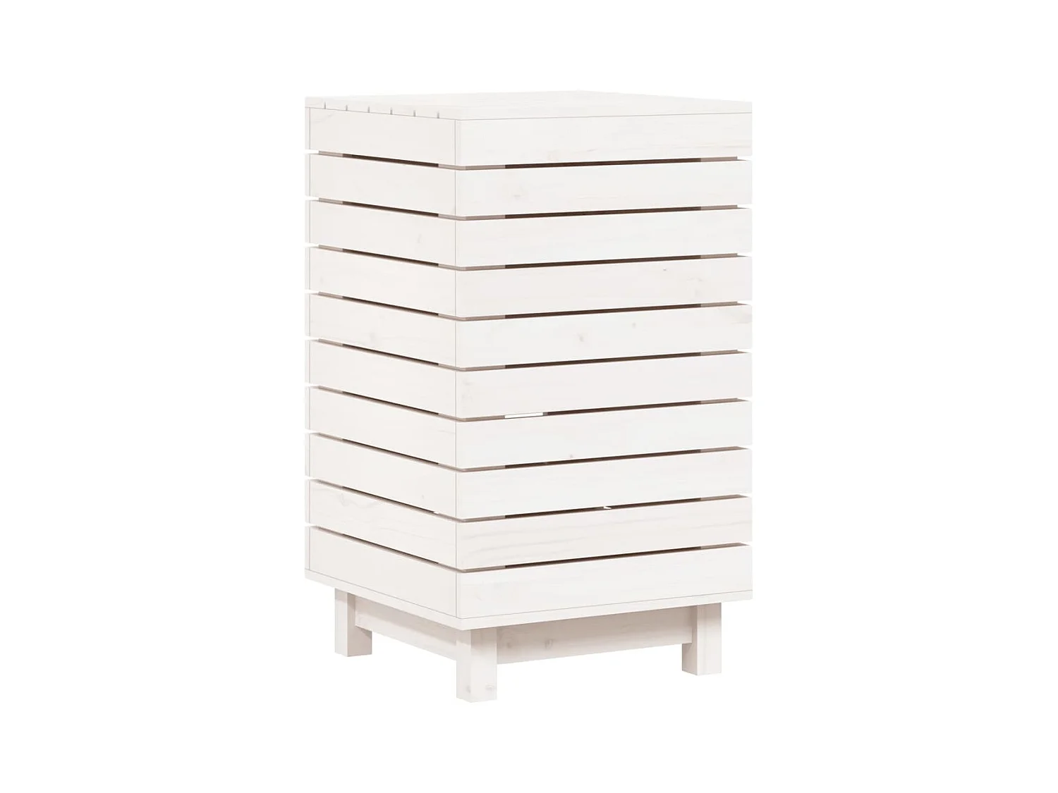 Panier à linge blanc 44x44x76 cm bois massif de pin