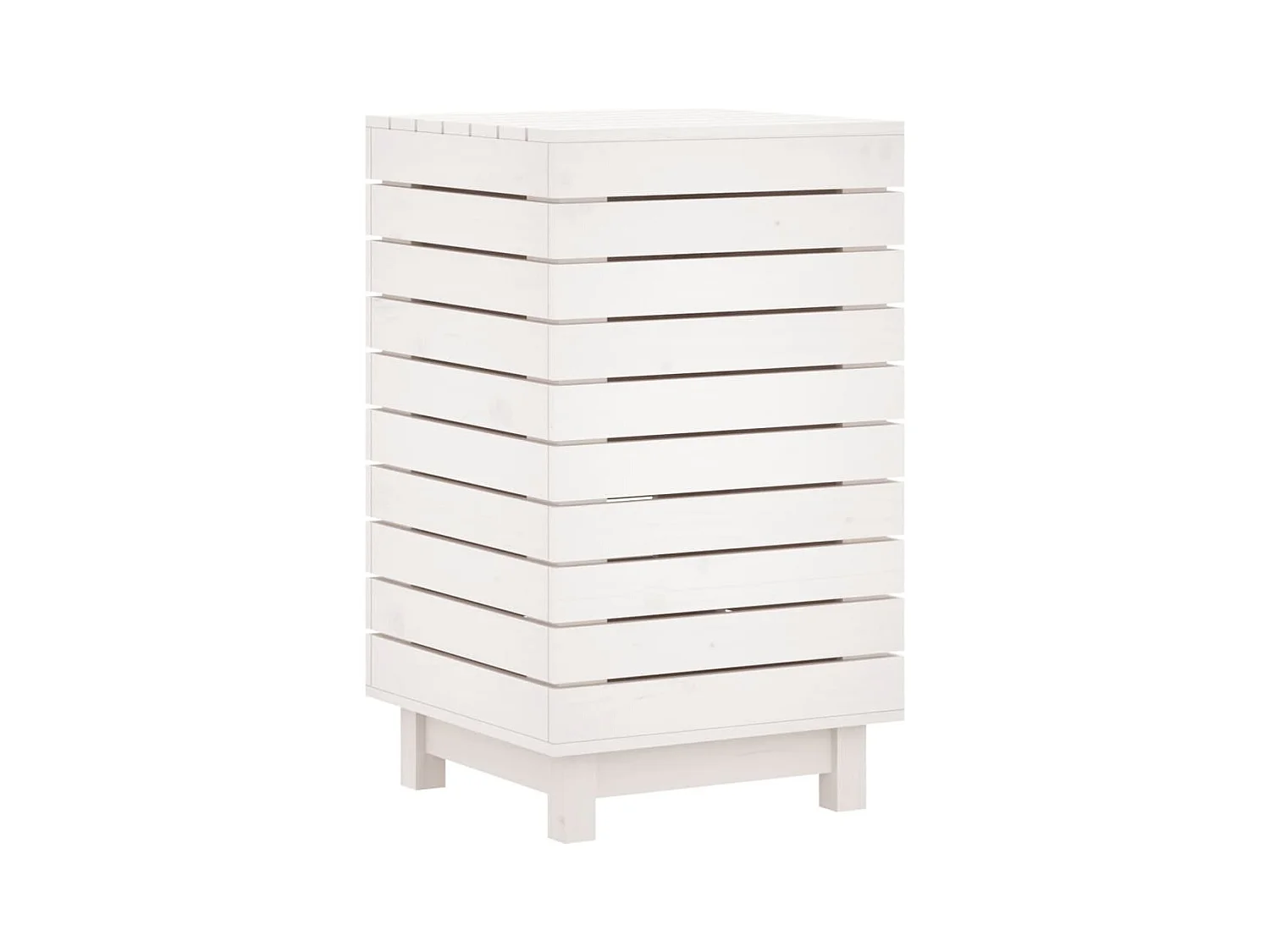 Panier à linge blanc 44x44x76 cm bois massif de pin