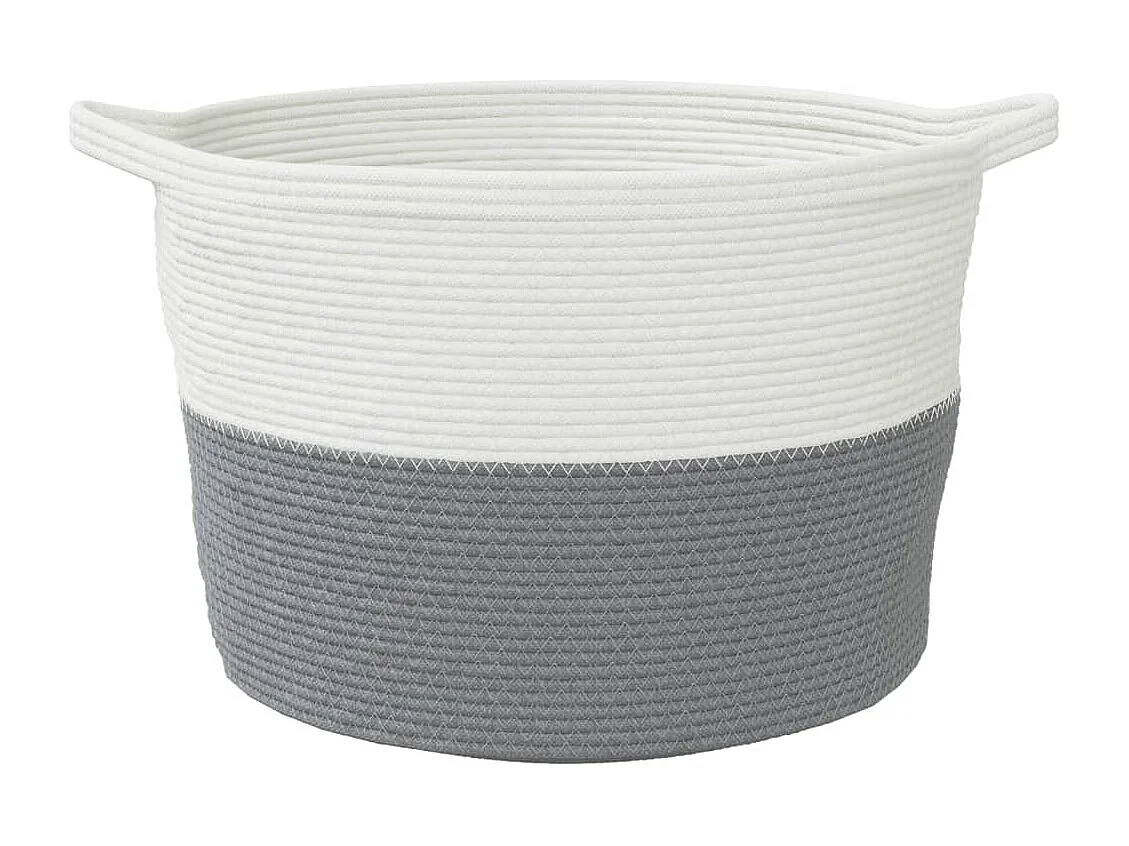 Cesto portabiancheria grigio e bianco Ø60x36 cm cotone