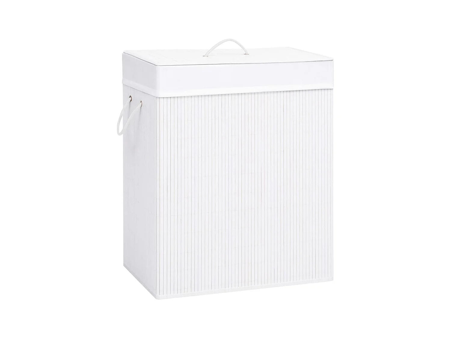 Panier à linge avec 2 sections bambou blanc 100 L