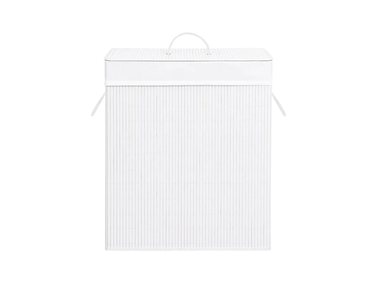 Panier à linge avec 2 sections bambou blanc 100 L