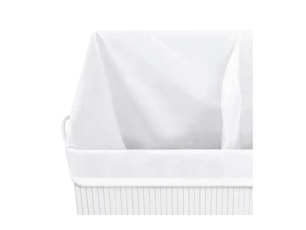 Panier à linge avec 2 sections bambou blanc 100 L