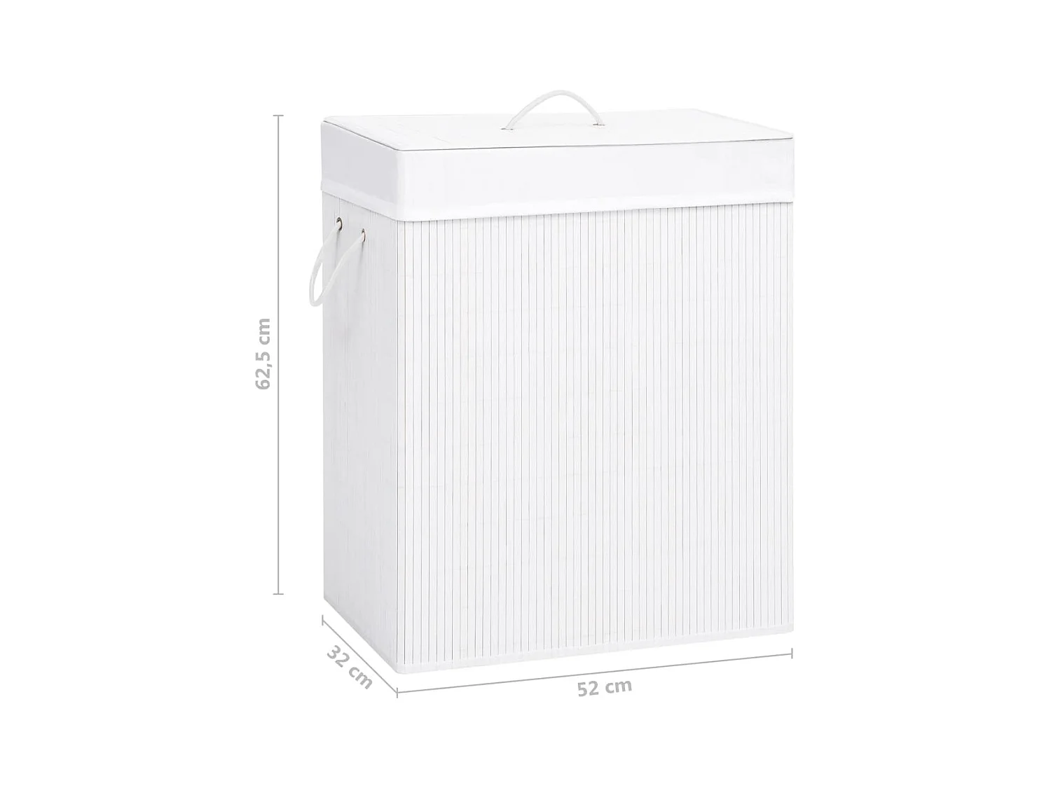 Panier à linge avec 2 sections bambou blanc 100 L