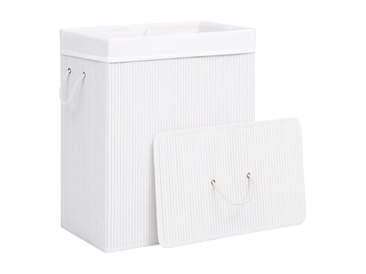 Wasmand met 2 vakken wit bamboe 100 L