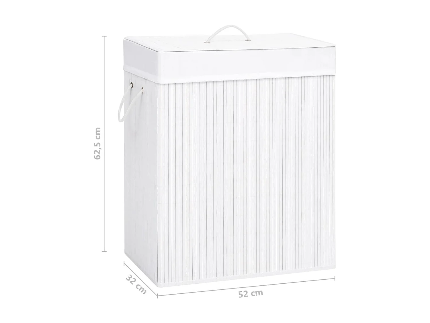 Wasmand met 2 vakken wit bamboe 100 L