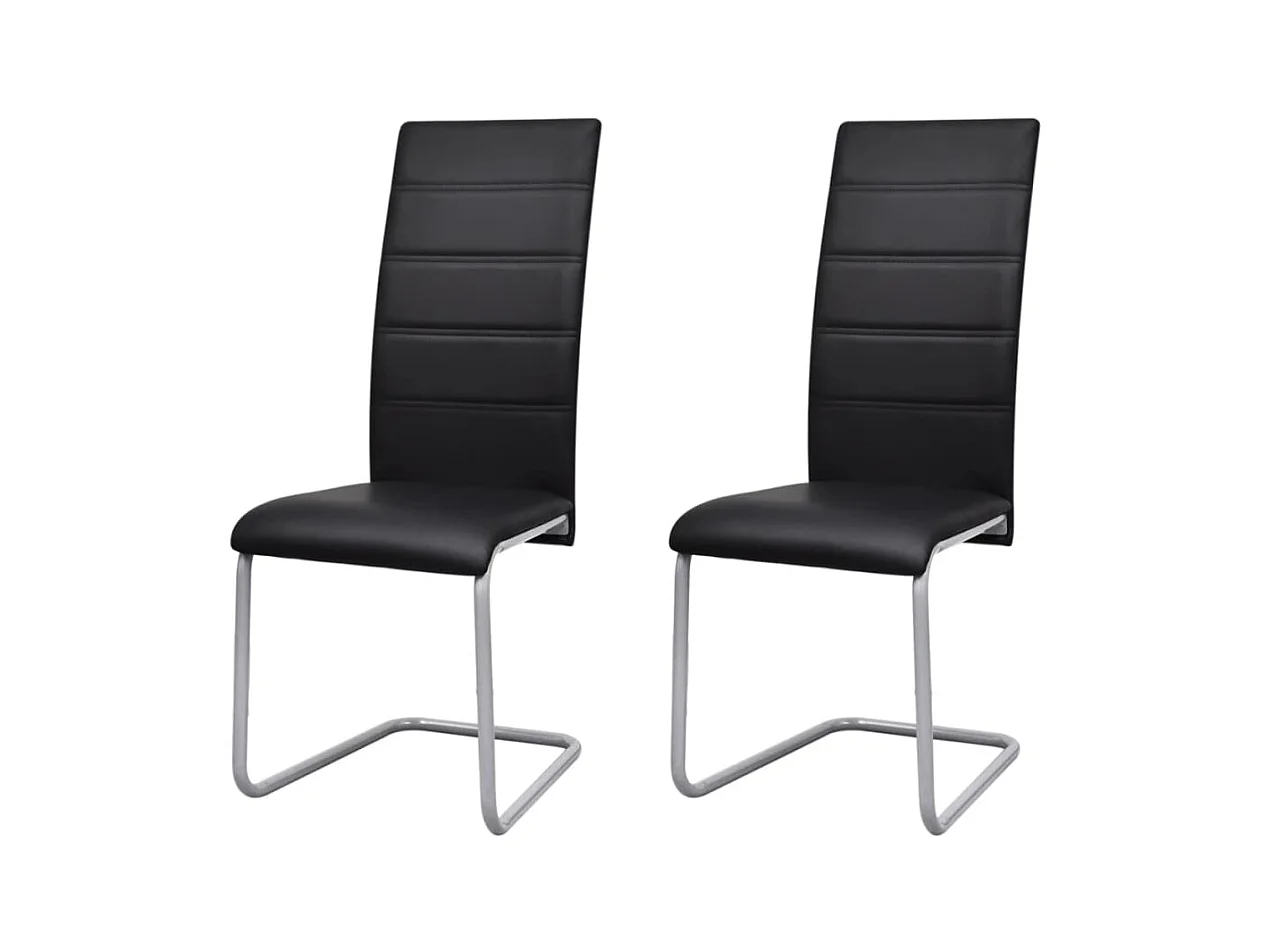 Chaises à manger cantilever lot de 2 noir similicuir