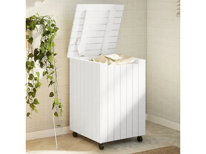 RANA wasmand met wielen 45x45x64 cm massief grenenhout