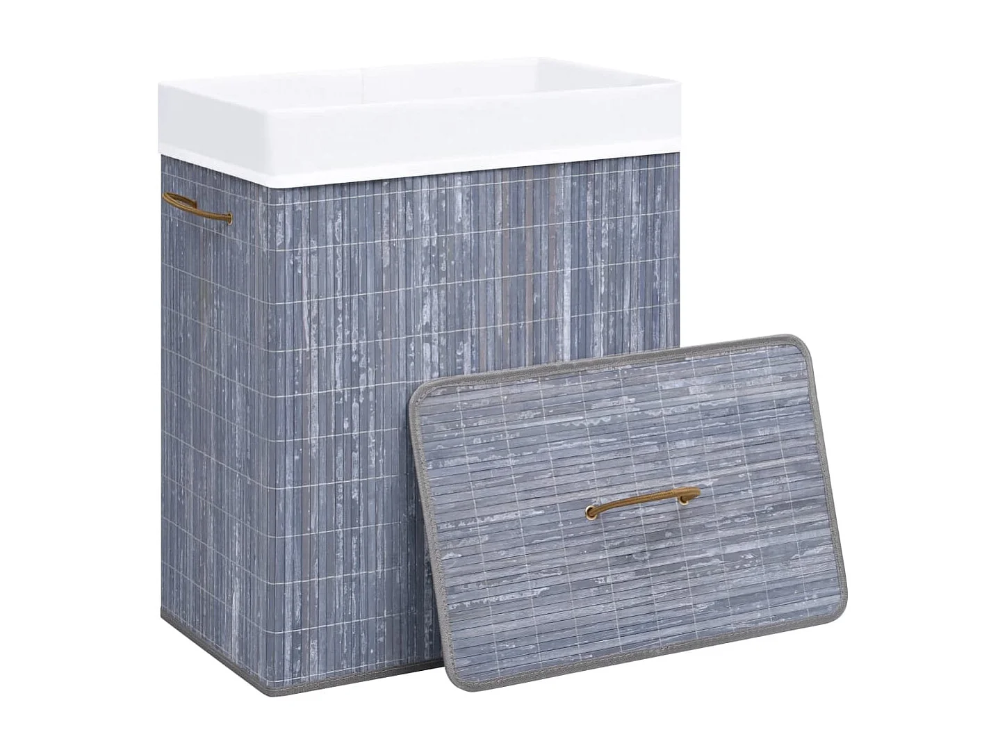 Panier à linge avec une seule section bambou gris 83 L