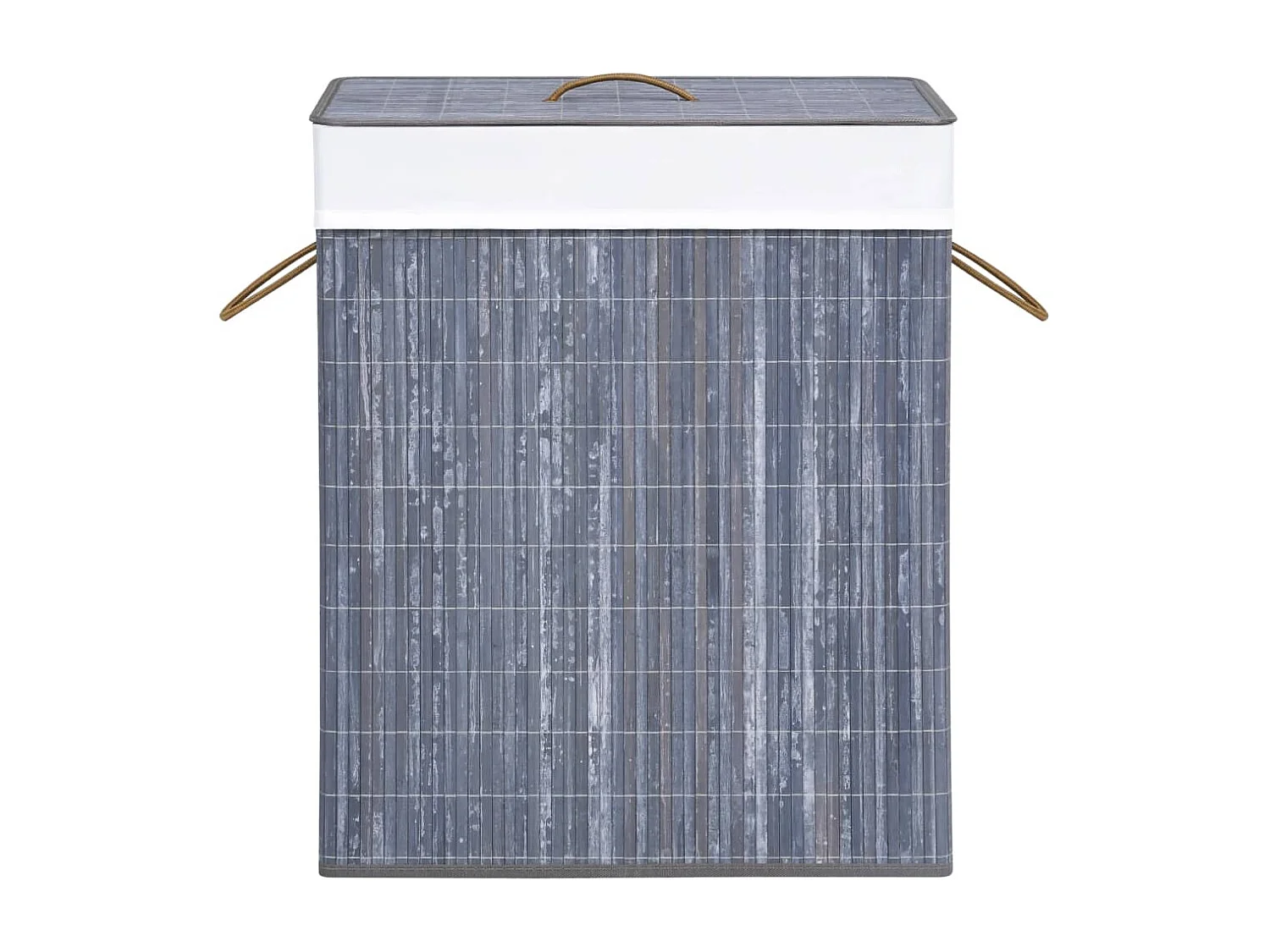 Cesta para ropa de una sola sección de bambú gris 83 L