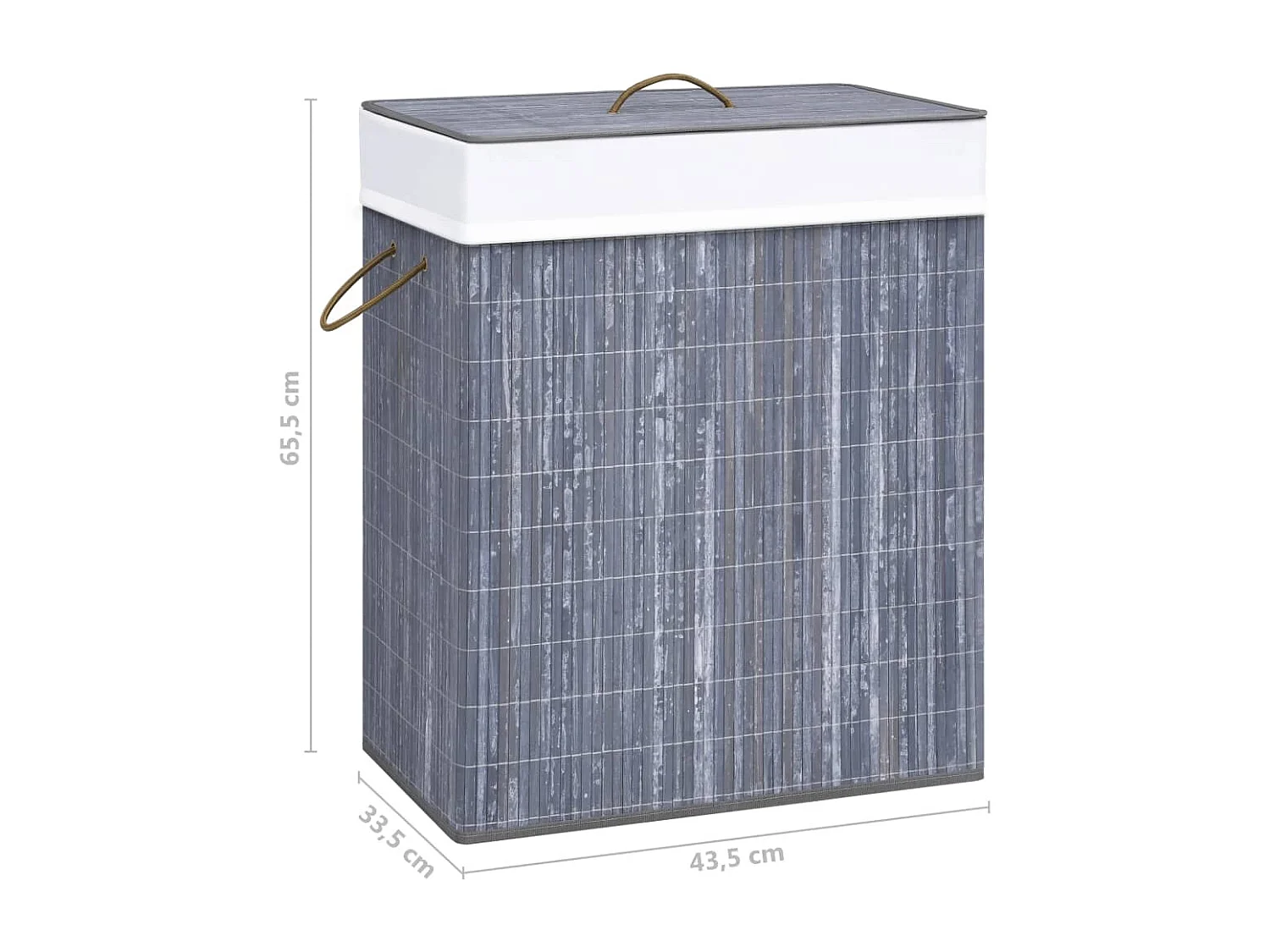 Cesta para ropa de una sola sección de bambú gris 83 L