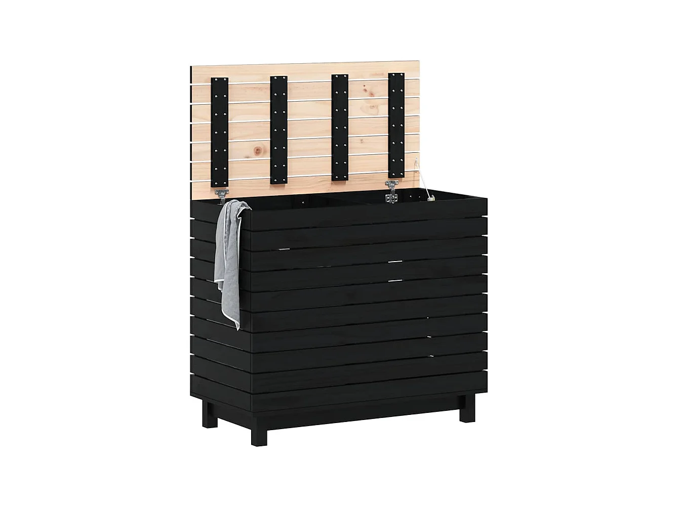 Cesto portabiancheria 88,5x44x76 cm in legno massello di pino