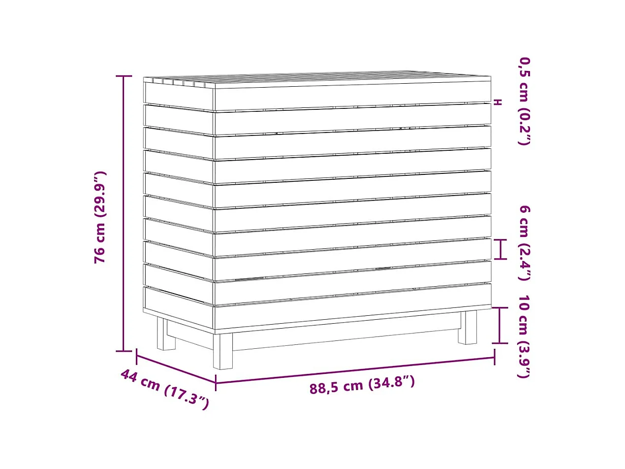 Panier à linge 88,5x44x76 cm bois massif de pin