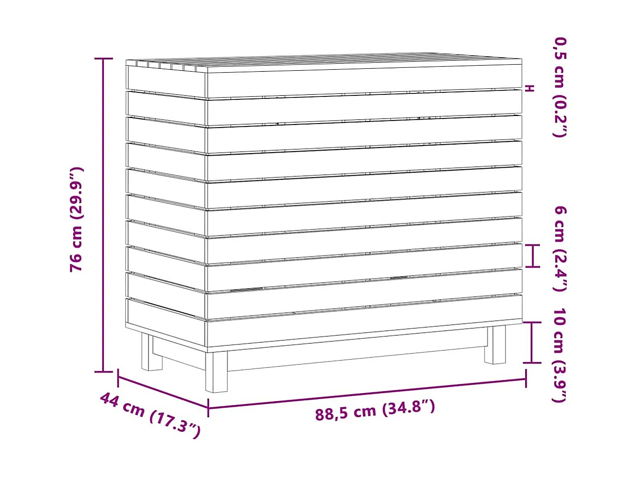 Panier à linge 88,5x44x76 cm bois massif de pin
