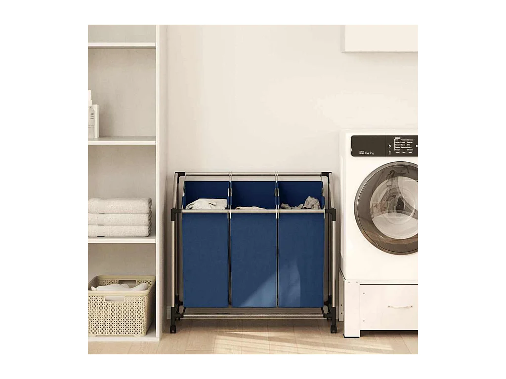 Trieuse à linge avec 3 sacs Bleu Acier