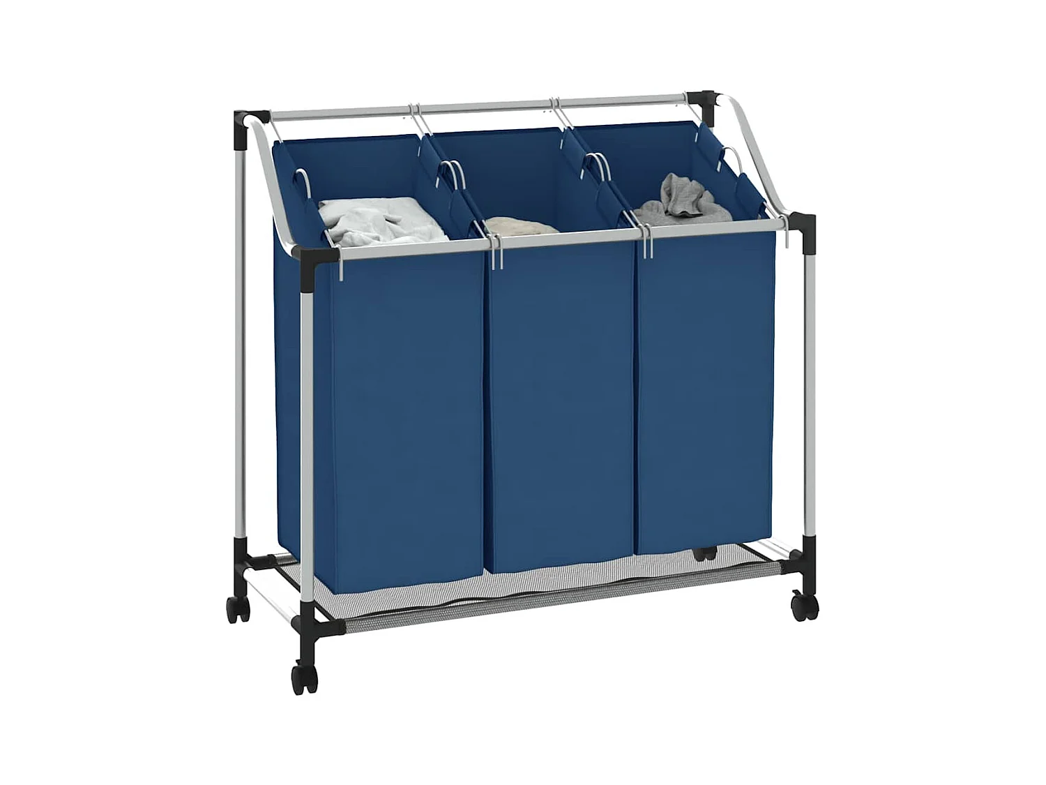 Trieuse à linge avec 3 sacs Bleu Acier