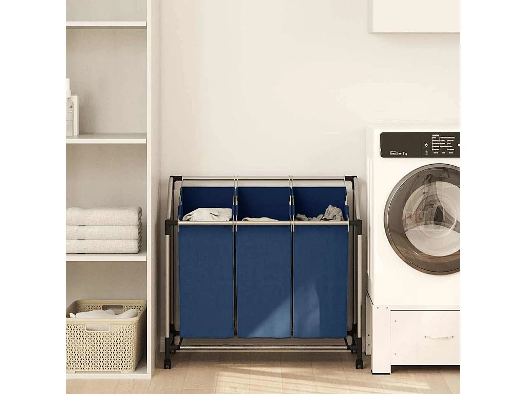 Trieuse à linge avec 3 sacs Bleu Acier