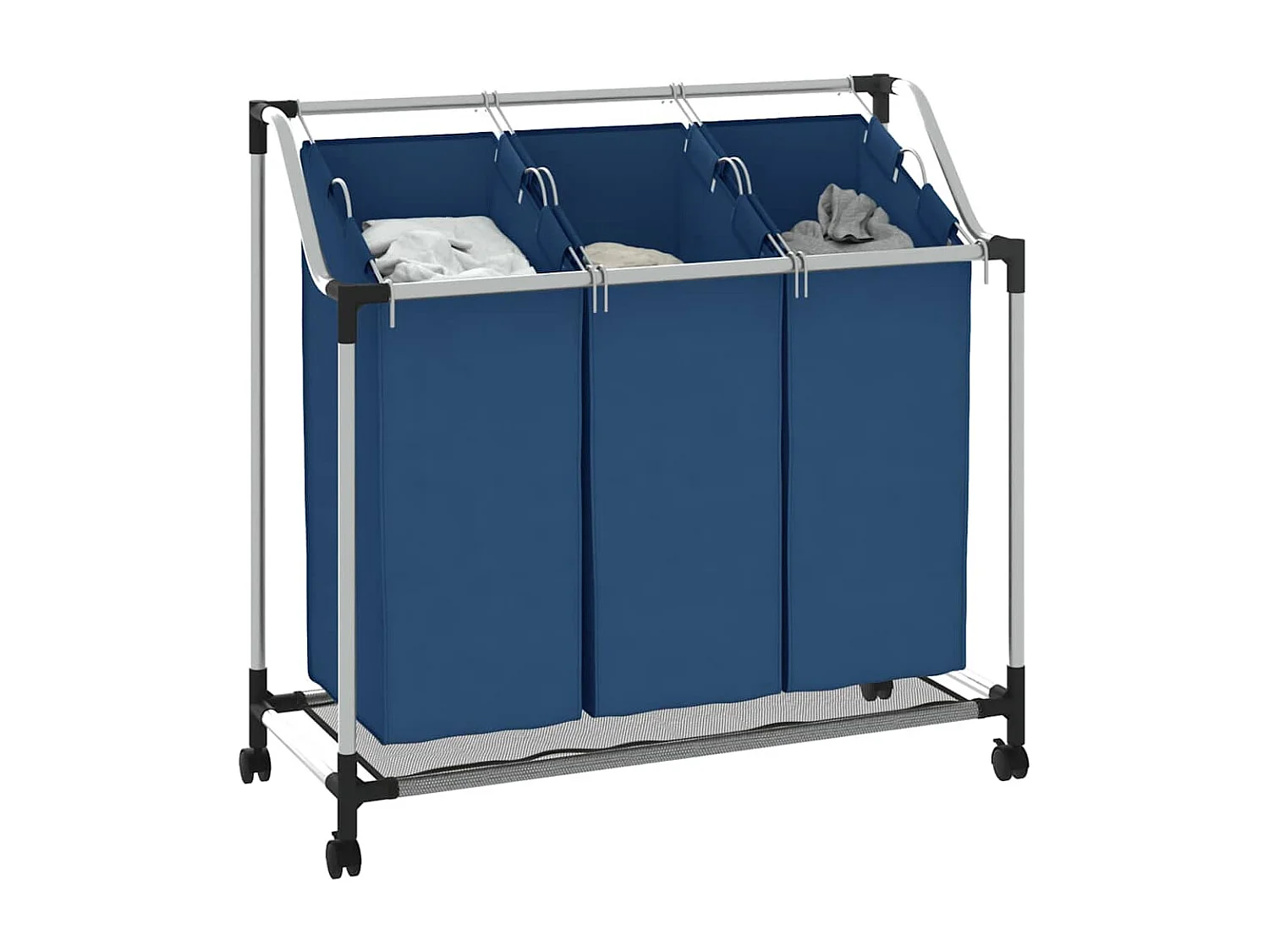 Trieuse à linge avec 3 sacs Bleu Acier