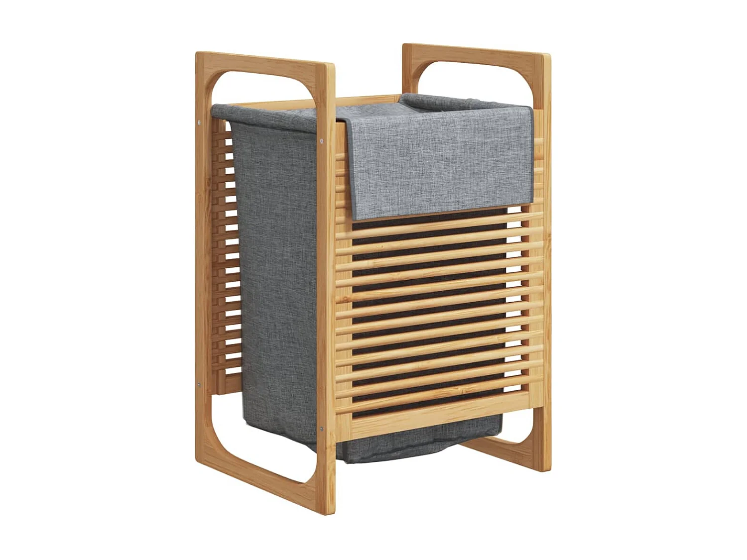 Panier à linge avec sac gris 32x30x36,5 cm bambou