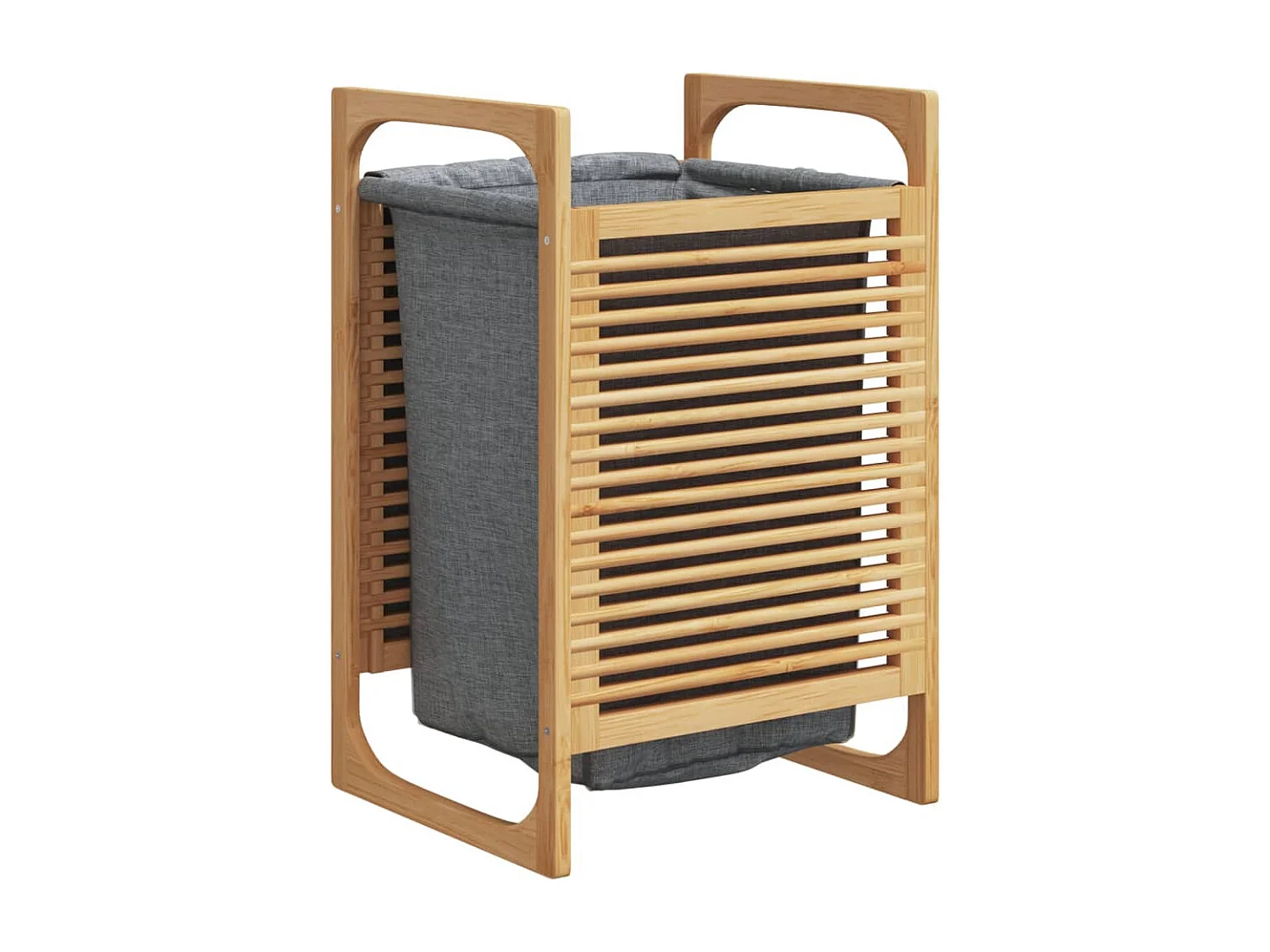 Panier à linge avec sac gris 32x30x36,5 cm bambou